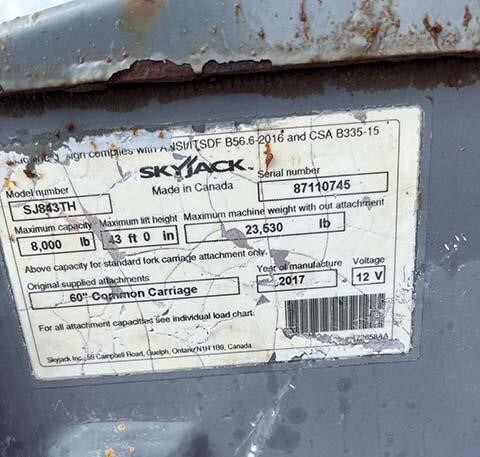 2017 Skyjack SJ843 TH-17