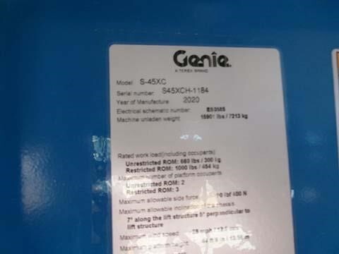 2020 Genie S-45XC-27