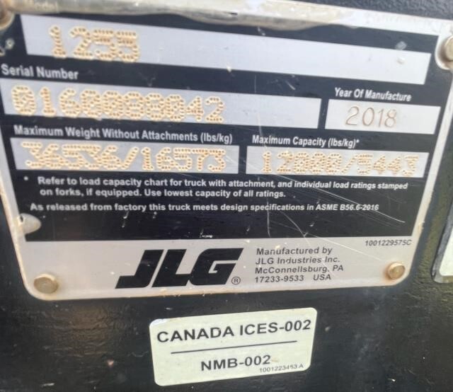 2018 JLG 1255-19