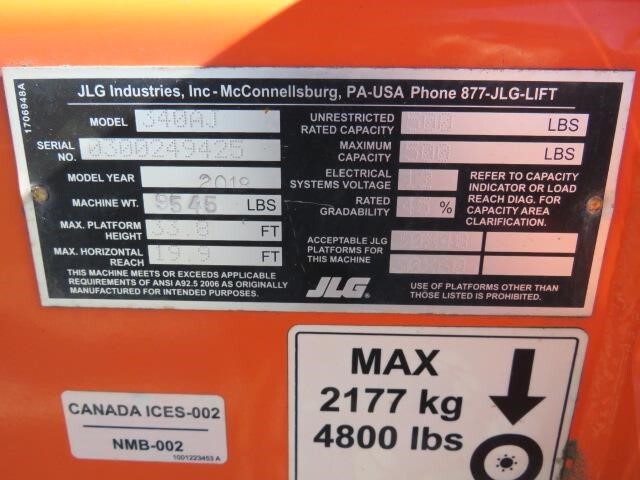 2018 JLG 340AJ-18