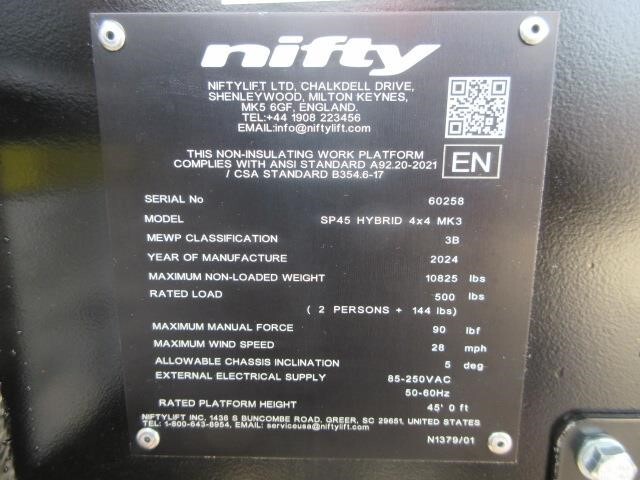 2025 Niftylift SP45 4X4-32