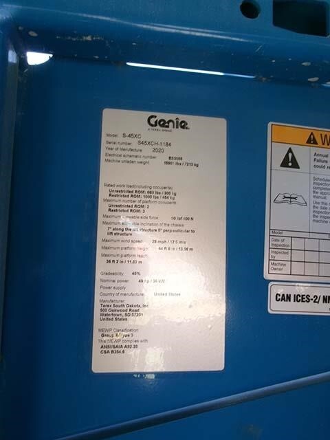 2020 Genie S-45XC-26