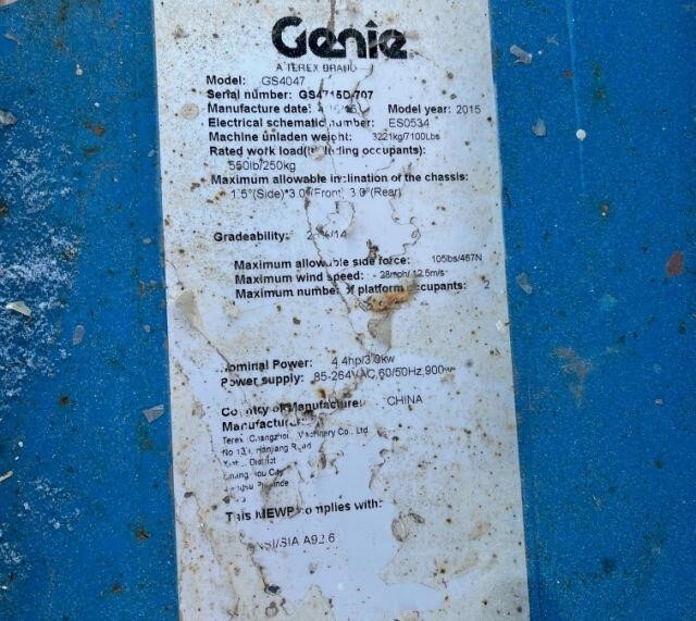 2015 Genie GS-4047-6