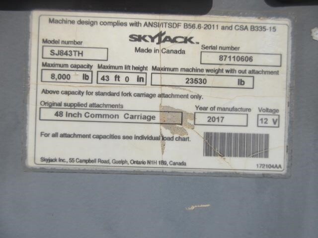 2017 Skyjack SJ843 TH-22