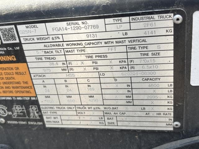 2023 Doosan G25N-7-15
