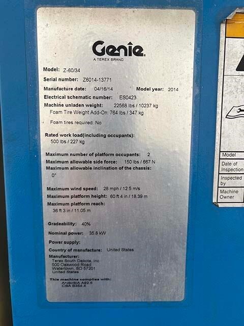 2014 Genie Z-60/34-6