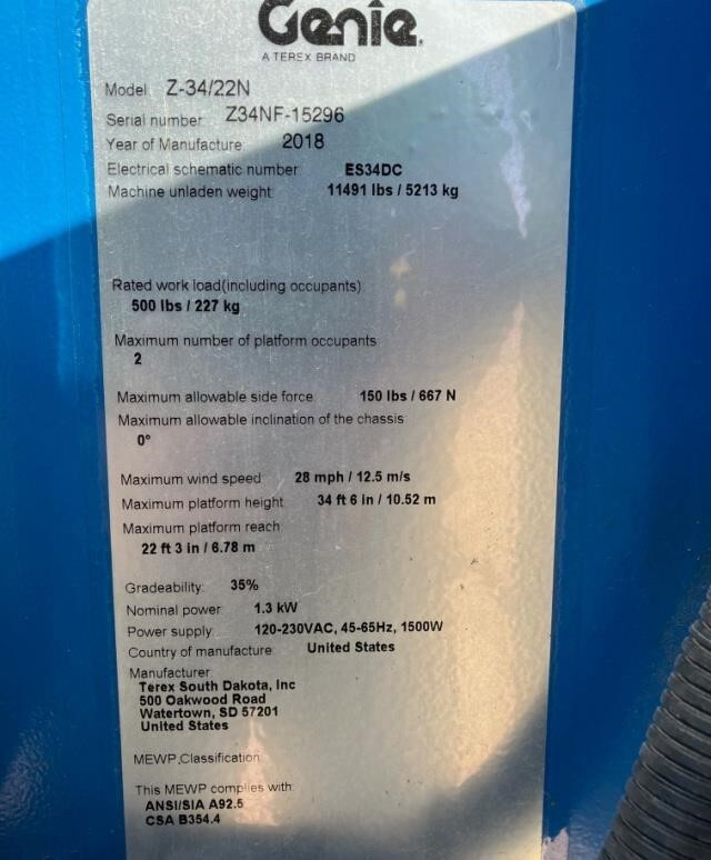 2018 Genie Z-34/22 N-6