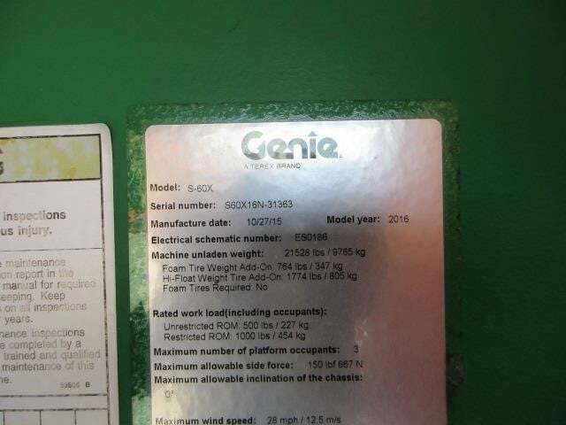 2016 Genie S-60X-21