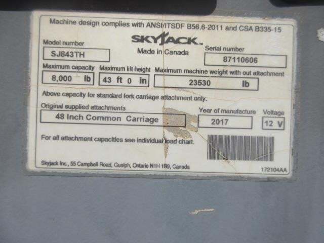 2017 Skyjack SJ843 TH-22