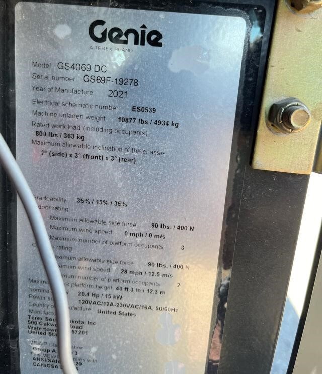 2021 Genie GS-4069 DC-16