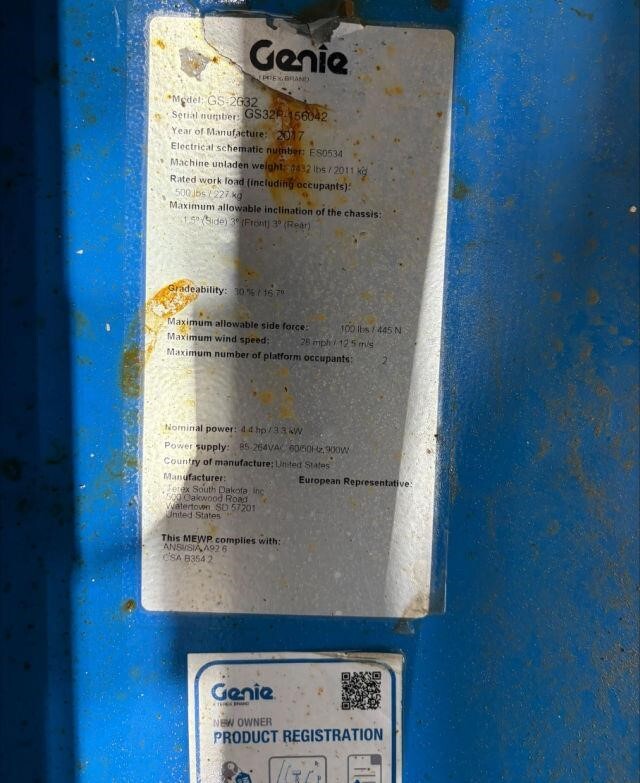 2017 Genie GS-2632-10