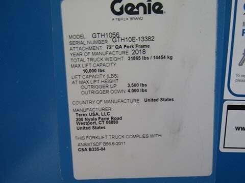 2018 Genie GTH-1056-17