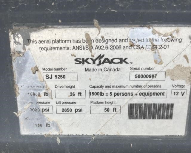 2013 Skyjack SJ9250 RT-15