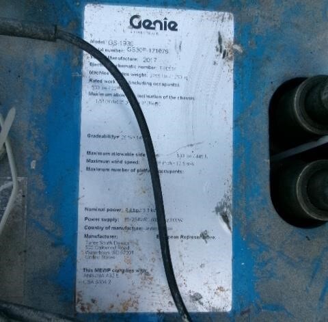 2017 Genie GS-1930-14