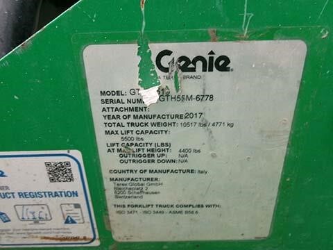 2017 Genie GTH-5519-18