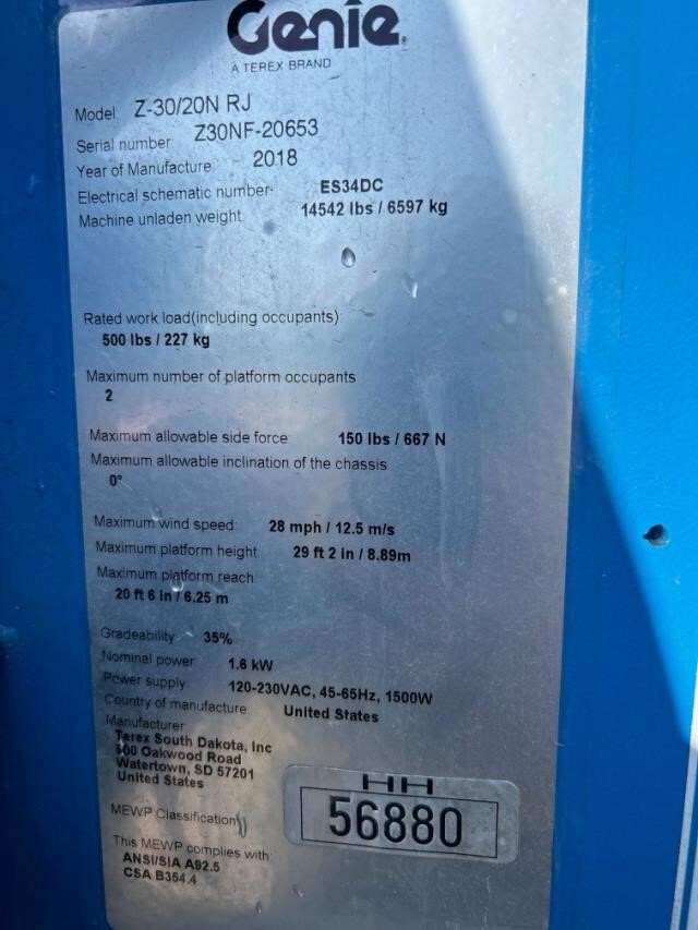 2018 Genie Z-30/20N RJ-6