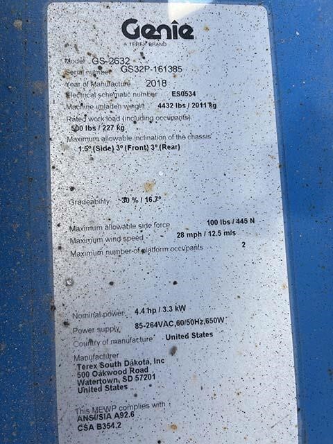 2018 Genie GS-2632-16