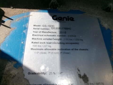 2018 Genie GS-1930-14
