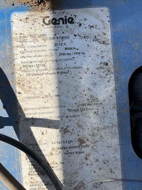 2018 Genie GS-1930-15