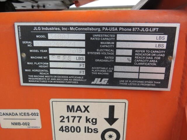 2018 JLG 340AJ-18