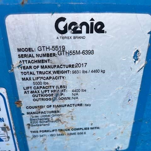 2017 Genie GTH-5519-17