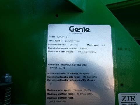2016 Genie Z-30/20N RJ-15