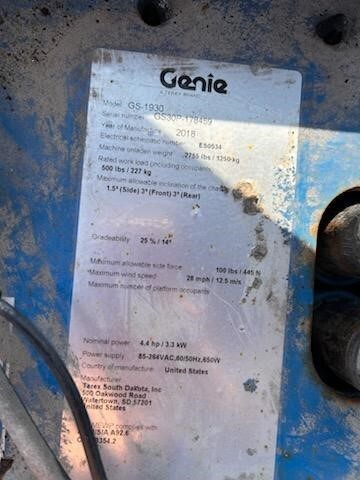 2018 Genie GS-1930-8