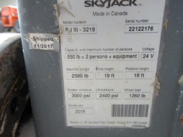 2018 Skyjack SJ3219-14