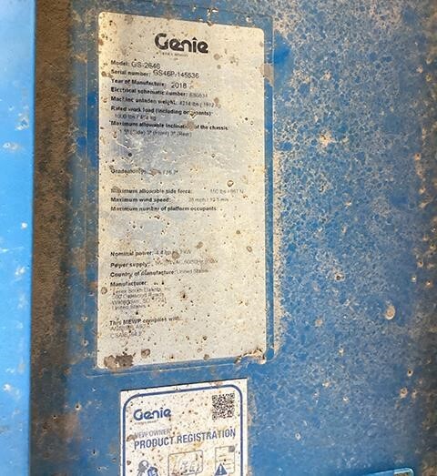 2018 Genie GS-2646-11