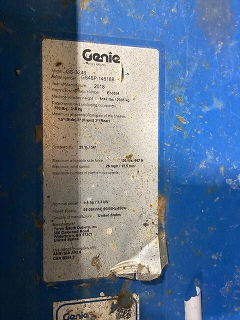 2018 Genie GS-3246-11