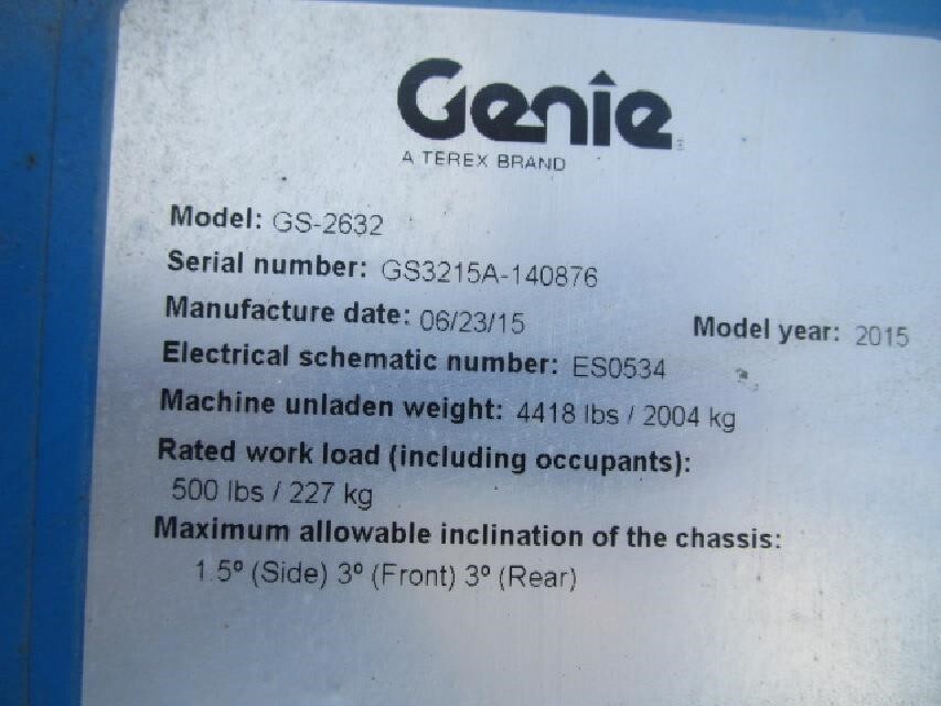 2015 Genie GS-2632-12