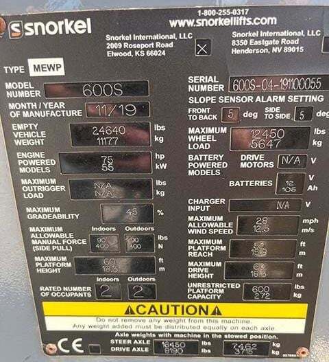 2019 Snorkel 600S-17