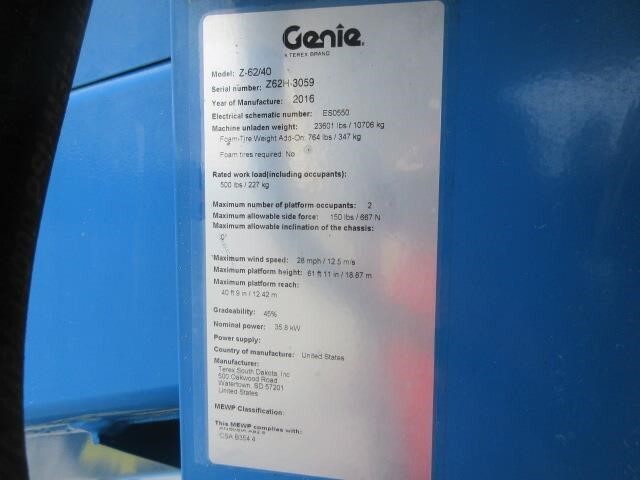2016 Genie Z-62/40-17