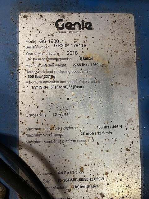 2018 Genie GS-1930-14