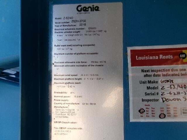 2018 Genie Z-62/40-22