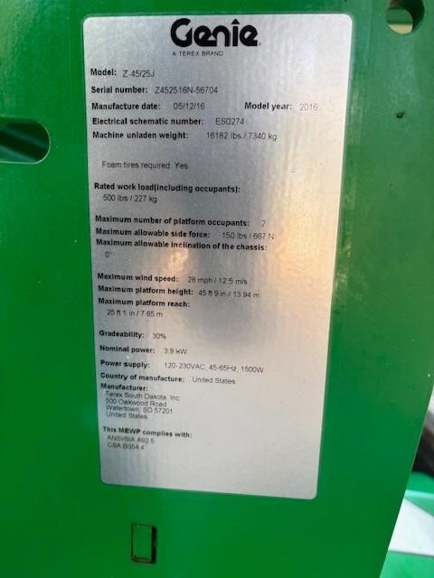 2016 Genie Z-45/25J DC-16