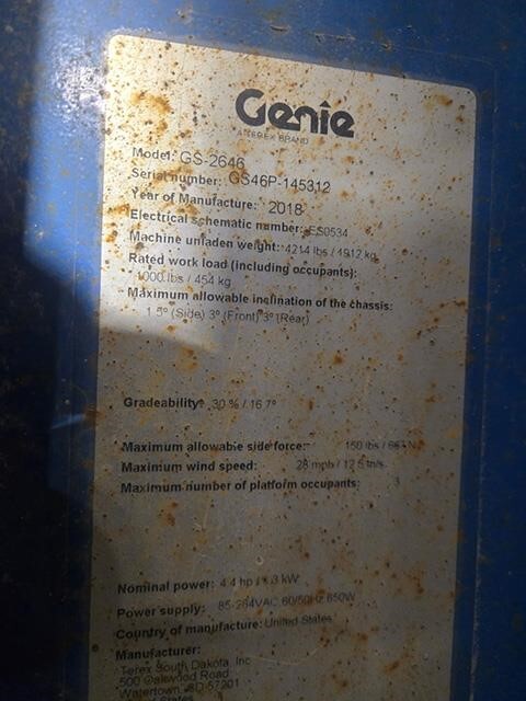 2018 Genie GS-2646-10