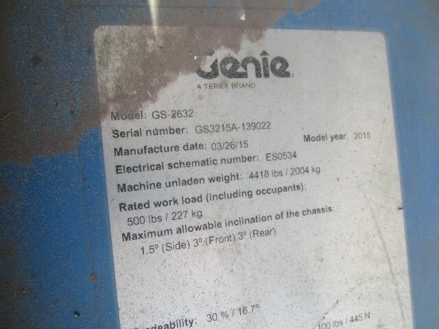 2015 Genie GS-2632-16