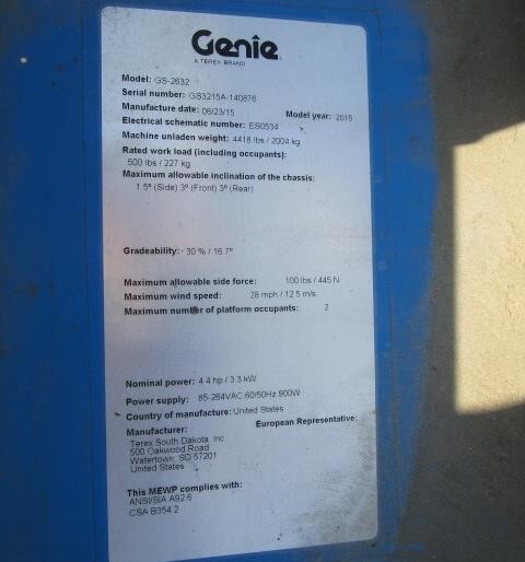 2015 Genie GS-2632-11