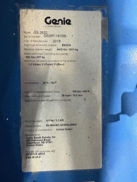 2018 Genie GS-2632-16