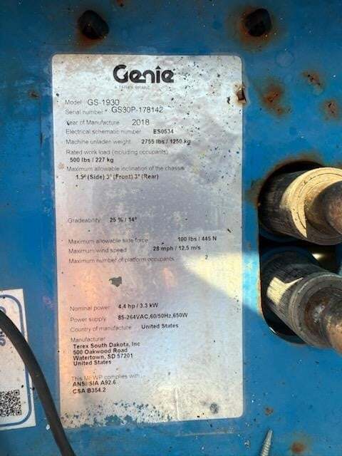 2018 Genie GS-1930-8