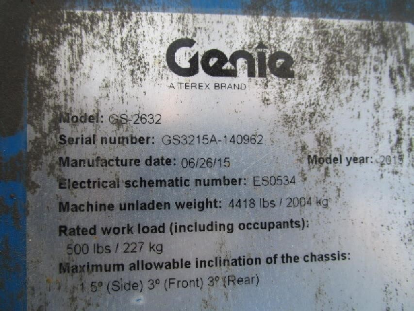2015 Genie GS-2632-13