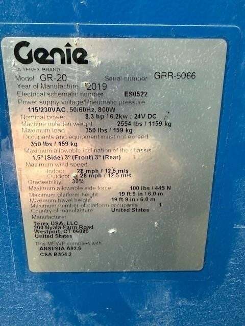 2018 Genie GR-20-9