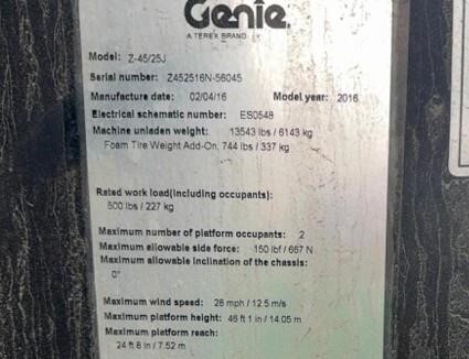 2016 Genie Z-45/25J RT-33