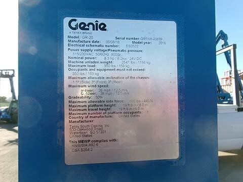 2016 Genie GR-20-13
