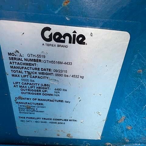 2016 Genie GTH-5519-17