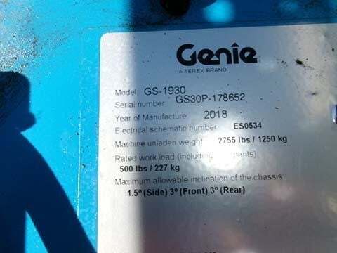 2018 Genie GS-1930-17