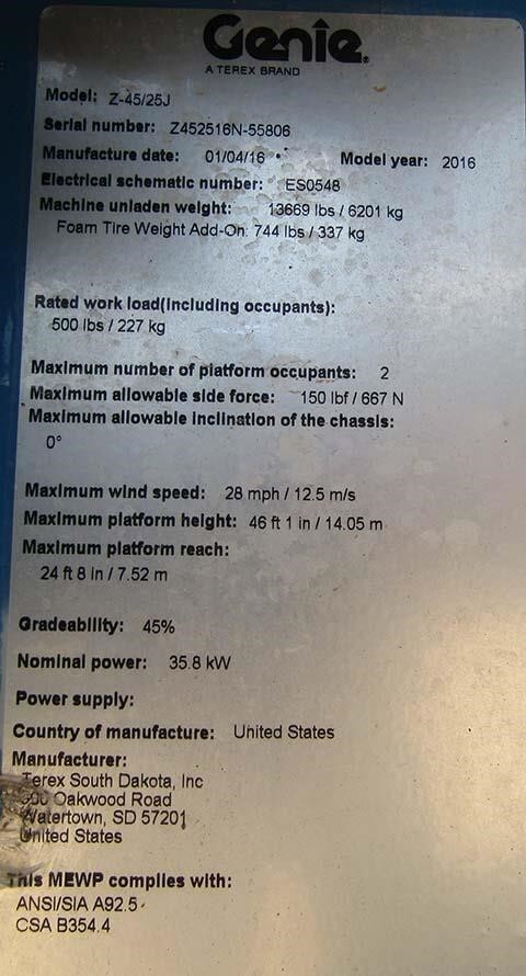2016 Genie Z-45/25J RT-24