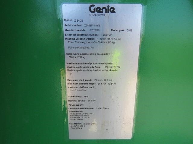 2016 Genie Z-34/22 IC-19