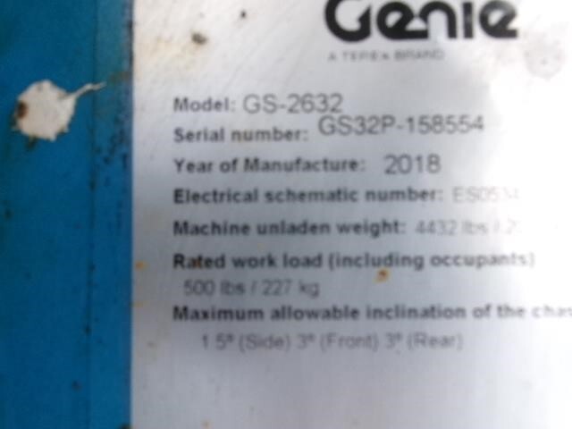 2018 Genie GS-2632-13